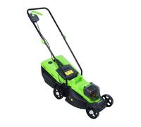 Tondeuse à gazon électrique 1600W avec 1 batteries 2 Chargeurs, moteur brushless,coupe 33 cm,3600Rpm,30L,Hauteur réglable 25 45