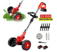 Tondeuse à Gazon Électrique Pliable sans Fil - Légère et Silencieuse - Manche Télescopique 90-120cm - 2h00 d'Autonomie