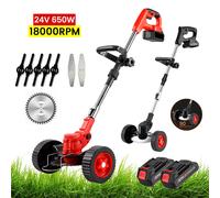 Tondeuse à gazon électrique portative 650W, rechargeable, réglable et pliable, brosseuse de jardin électrique, tondeuse à gazon électrique domestique Red