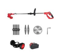 Tondeuse À Gazon Électrique sans Fil 1500 W 12000 TR/Min, Débroussailleuse Portative Pliable Et Réglable, Outil De Jardinage for Batterie 18-21 V Taille Efficace(Red 1 Battery)