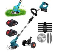 Tondeuse à gazon électrique sans fil 1800W, 21V, avec deux batteries et un chargeur, adaptée aux jardins, terrasses et pelouses.