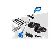 Tondeuse à gazon électrique sans fil 21V tondeuse lame 6in coupe-batterie Li-ion élagage des mauvaises herbes sous-bois épineux(21V-Set2)