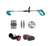 Tondeuse À Gazon Électrique sans Fil avec Batterie, Coupe-Herbe Pliable, Outil De Jardinage for 18 V Léger Bonne Puissance(Blue,2 Batteries)