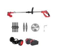 Tondeuse À Gazon Électrique sans Fil avec Batterie, Coupe-Herbe Pliable, Outil De Jardinage for 18 V Léger Bonne Puissance(Red,2 Batteries)