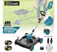 Tondeuse à gazon électrique sans fil Gisam 12 pouces 3-en-1, outil de coupe et d'élagage évolutif pour batterie Makita 18V 1 Battery