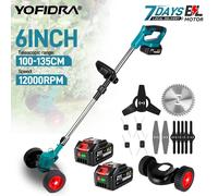 Tondeuse à gazon électrique sans fil YOFIDRA, coupe-herbe de jardin, longueur de coupe 100-135 cm, outil électrique pour batterie Makita 18-21V. 2XBattery Set