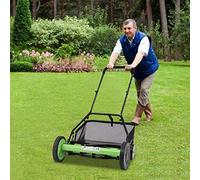 Tondeuse à gazon hélicoïdale, 5 lames, tondeuse à gazon manuelle, 9 vitesses, avec sac collecteur pour surface de coupe de 500 ㎡, largeur de coupe de 50,8 cm, 65 lames en acier au manganèse,