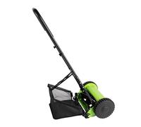 Tondeuse à gazon manuelle de 30,5 cm, 5 lames avec sac de collecte de 23 L, hauteur réglable avec collecteur d'herbe amovible pour hautes herbes et mauvaises herbes envahies dans la cour