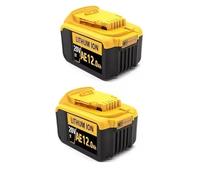Tondeuse à gazon Perceuse électrique Remplacement de batterie au lithium 12000mAh DCB203 20V haute puissance. Compatible avec Dewalt. DCB206 DCB204 Outil électrique(12000mAh 2PCS)