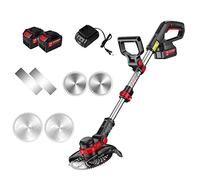Tondeuse à Gazon sans Fil 20 V avec Manche télescopique réglable, tête rotative et 3 Lames de Style - Tondeuse à Gazon pour Jardin et Maison