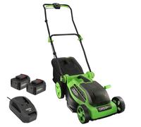 Tondeuse à gazon sans fil batterie 18V - Largeur 38cm Hauteur de coupe 25-65mm - Surface 500m² - 2 Batteries grande capacité 4Ah