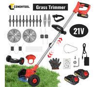 Tondeuse à gazon sans fil Conentool 21V 650W 8500RPM, tondeuse électrique 6 pouces avec 5 types de lames, roue de support pour batterie Makita Two batteries