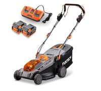 FUXTEC Tondeuse à Gazon Batterie 40V FX-E2RM43PROSET avec Traction | Largeur de Coupe 46 cm | 2 Batteries 5Ah + Chargeur Rapide | Fonction Mulching | Bac de ramassage 50L