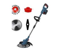 Tondeuse À Gazon sans Fil Moteur Balais Coupe-Herbe Électrique Longueur Réglable Angle Télescopique Élagage Outils De Jardin Roue Métallique Léger Bonne Puissance(NO Battery Set)