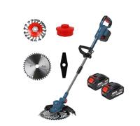 Tondeuse À Gazon sans Fil Moteur Balais Coupe-Herbe Électrique Longueur Réglable Angle Télescopique Élagage Outils De Jardin Roue Métallique Léger Bonne Puissance(with 2 Battery Set)