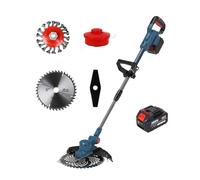 Tondeuse À Gazon sans Fil Moteur Balais Coupe-Herbe Électrique Longueur Réglable Angle Télescopique Élagage Outils De Jardin Roue Métallique Léger Bonne Puissance(with 1 Battery Set)