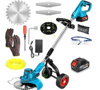 Tondeuse à Gazon sans Fil,Tondeuse à Gazon à Main,Moteur sans Charbons, avec 1/2 Batteries 3.0Ah,Largeur De Coupe 8 Pouces,Poignée Télescopique Pliable (1 Batterie)