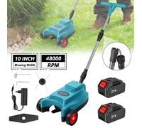 Tondeuse à gazon sans fil, Tondeuse à gazon électrique sans brosse 10 pouces 48000 tr/min coupe-paes de jardin +2 batteries 5000 W