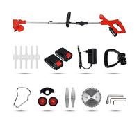 Tondeuse à gazon, Tondeuse à gazon électrique pliante 21V 1800W tondeuse potable sans fil outils de coupe d'élagage jardin avec batterie 2PC amp; roues(Red 2Battery)