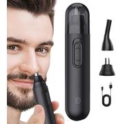 Tondeuse à poils de nez, 2 en 1 détachable, tondeuse à barbe de voyage, ciseaux de rasage pour le visage rechargeable par USB pour le toilettage du visage
