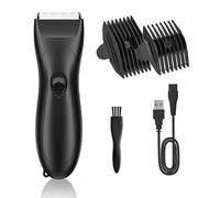 Tondeuse à poils pour homme - Rasoir électrique sans entailles pour balles/publique/aine/jambes/poitrine avec lame en céramique, étanche IPX7 USB-C charge rapide (noir)