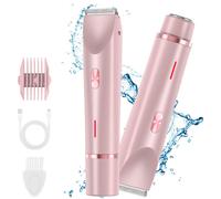 tondeuse bikini 2 en 1 pour femmes, rasoir électrique rechargeable USB pour rasage humide et sec, rasoir étanche IPX7 pour maillot, aisselles, jambes, bras, visage et corps - Rose