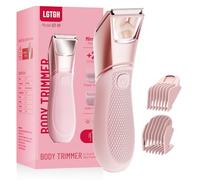 Tondeuse bikini pour femme : rasoir à poils pubiens avec miroir et lumière LED, rasoir électrique avec verrouillage de voyage et lames en céramique - Tondeuse corporelle IPX7 étanche pour jambes/bras