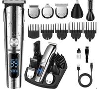 Tondeuse Cheveux et Barbe Professionnelle Homme sans Fils, Tondeuse Cheveux Rechargeable Etanche avec 6 Tête de Rasage et 5 Sabots