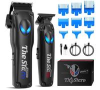 TONDEUSE CHEVEUX - Fleuve - Tondeuse cheveux homme pro, kit barbe avec 9 peignes de guidage, sans fil, noir