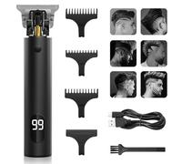 Tondeuse Cheveux Hommes,Tondeuse Barbe Electriques Professionnelle,Tondeuse à cheveux sans fil rechargeable par USB avec écran LCD,Avec 3 Peignes de Guidage,cadeau de fête des pères