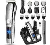 Tondeuse Chevex Homme Professionnelle -Tondeuse Barbe Sans Fils- Rechargeable et Etanche- 6 Tête de Rasage et 5 Sabots, Argent