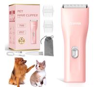 Tondeuse Chien Professionnelle Tondeuse pour Chien Chat avec Lame en Céramique, Tondeuse Animaux Silencieuse Kit Toilettage Chien, Etanche IPX7 (Rose)