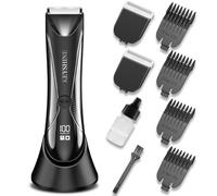 Tondeuse Corps Homme Électrique Tondeuse Intime: Tondeuse corporelle utilisable à sec et sous l'eau, 2 lames céramiques interchangeables - Rasoir corporel masculin, sécurité et précision