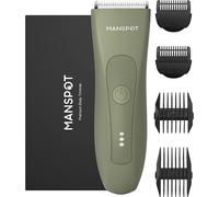 Tondeuse Corps Homme,Rasoir Corps Homme,Tondeuse Corps Étanche,Tête De Lame En Céramique Remplaçable,Tondeuse Toilettage Rasage De 90Min Après Charge Complète (Vert)