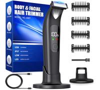 Tondeuse Corps Homme, Tondeuse Intime Homme avec Peigne Limite Réglable, Tondeuse Partie Intime Homme avec Lumière et Affichage LED, Éhumide et Sec, Rasoir Intime Homme pour Aisselles, Aines, Jambes