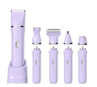 Tondeuse de bikini électrique pour femme, rasoir électrique pour peau, tondeuse de nez pour femme, rasoir sans fil pour voyage, rasoir facial remplaçable IPX7 étanche avec lame en céramique, station