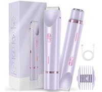 Tondeuse de bikini for femme, rasoir double tête for le visage, les poils du corps, étanche IPX7, rasoir électrique for femme, bikini, aisselles, corps, jambes, visage.(Purple)