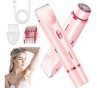 Tondeuse de bikini pour femme, rasoir électrique et rasoir avec deux lames en céramique, épilation indolore pour le visage, le corps et les zones intimes, autonomie sans fil de 90 min, kit de