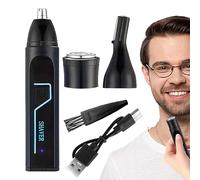 Tondeuse de précision pour les détails: tondeuse à cheveux étanche pour le nez et les oreilles, outil puissant pour le toilettage du moteur | Têtes de rinçage interchangeables pour sourcils