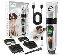 Tondeuse de toilettage pour chien, 2 vitesses, faible bruit, avec écran LED, rasoir sans fil avec 4 peignes de guidage, tondeuse électrique professionnelle pour chiens et chats