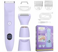 Tondeuse électrique 3 en 1 unisexe pour le corps et le visage : étanche IPX6, épilation humide et sèche, indolore pour zones sensibles, bikini, jambes, rechargeable par USB, violet