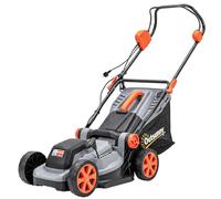 Tondeuse électrique Outsunny 1200 W avec largeur de coupe de 34 cm, bac de ramassage de 35 l, fonction mulching, 6 hauteurs de coupe, tondeuse électrique à lame rotative avec 3 positions de réglage