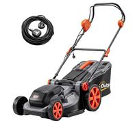 Tondeuse électrique Outsunny 1800 W avec largeur de coupe de 40 cm, fonction mulching et sac de ramassage de 50 L, tondeuse électrique filaire avec 6 hauteurs de coupe, câble de 10 m, poignée de