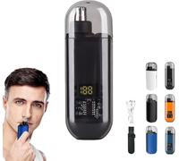 Tondeuse électrique portable 2 en 1 pour poils de nez, capture à 360 °, étanchéité IPX7, taille de voyage, sans douleur pour les oreilles, les sourcils et le visage (noir)