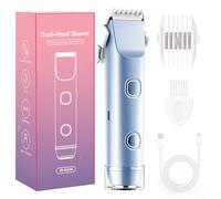 Tondeuse Femme Intime, 2025 Nouveau 2 En 1 Tondeuse Bikini Femme, USB Rechargeable, IPX7 Humide, Rasoir Electrique Femme pour Aux Peaux Sensibles, La Visage, Bras, Jambes, Aisselles Bikini (Bleu)