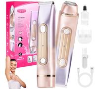 Tondeuse Femme Intime, 2e-n-1 Rasoir Bikini à Tête Double, Rasoir Electrique Femme, Tondeuse Bikini Femme, Rechargeable étanche rasoir pour visage aisselles jambes bras, utilisation humide et sèche