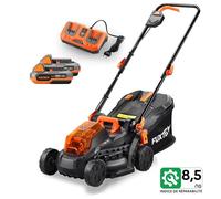 Tondeuse à Gazon à Batterie poussée 40V (2X20V) FUXTEC FX-E1RM20-33 cm Set avec 2 Batteries 2Ah et Double Chargeur 2,4A