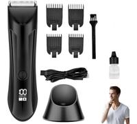 Tondeuse Intime, Tondeuse Intime Homme Étanche, Avec Peigne Limite Réglable,Station De Charge Usb, Humide Et Sèche, Écran Lcd Pour Aisselles, Aines, Jambes