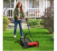 Tondeuse Manuelle - RELAX4LIFE - Sac de Ramassage de 18,5 L - 2 Roues Antidérapantes - Hauteur de Coupe Réglable de 15-40MM