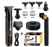 Tondeuse multi-usagess 5 en 1 pour hommes, avec manche extensible réglable, kit de toilettage, rechargeable, étanche (Rétro)